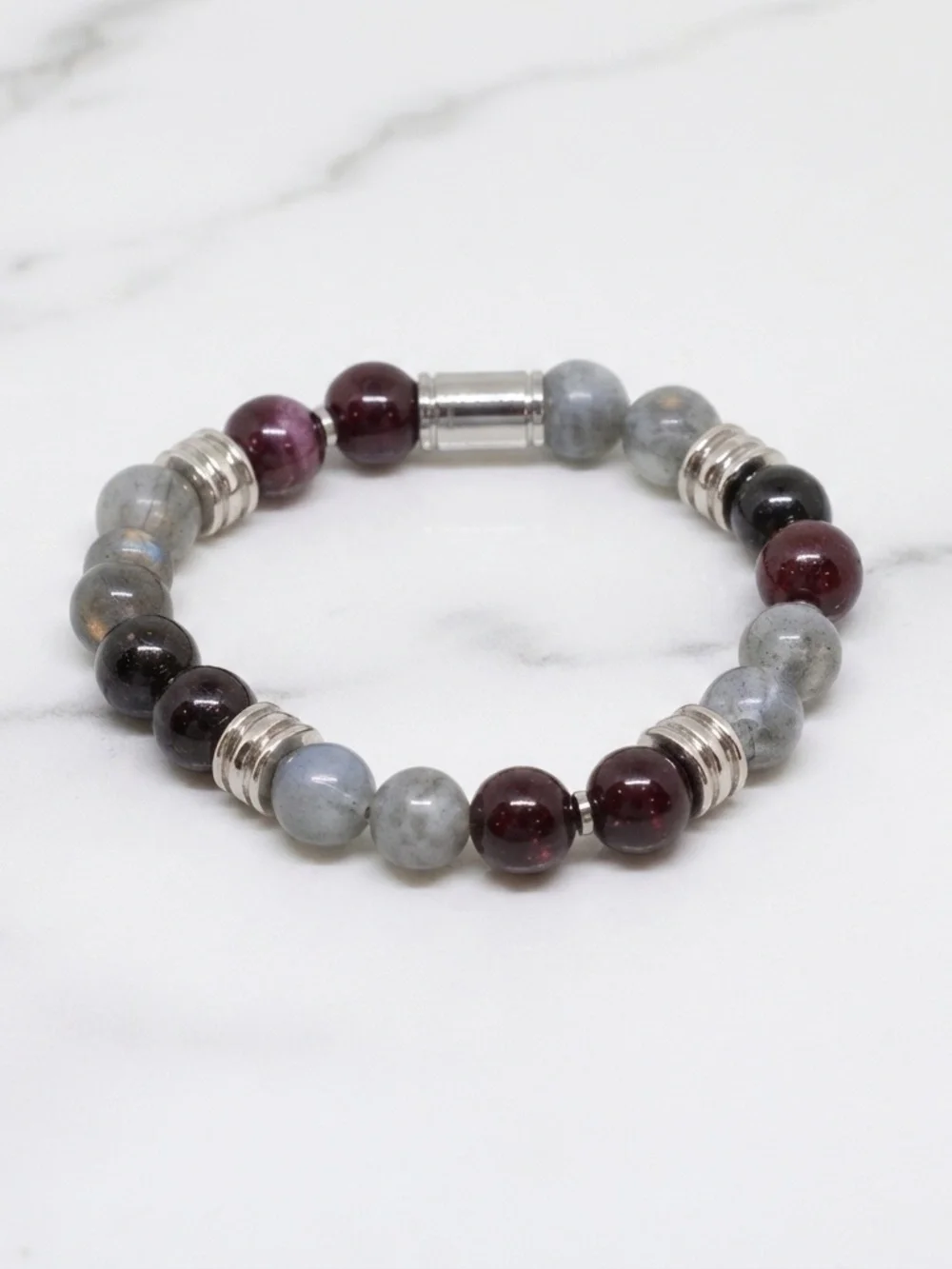 Altius Garnet & Gray Chalcedony Bracelet 7